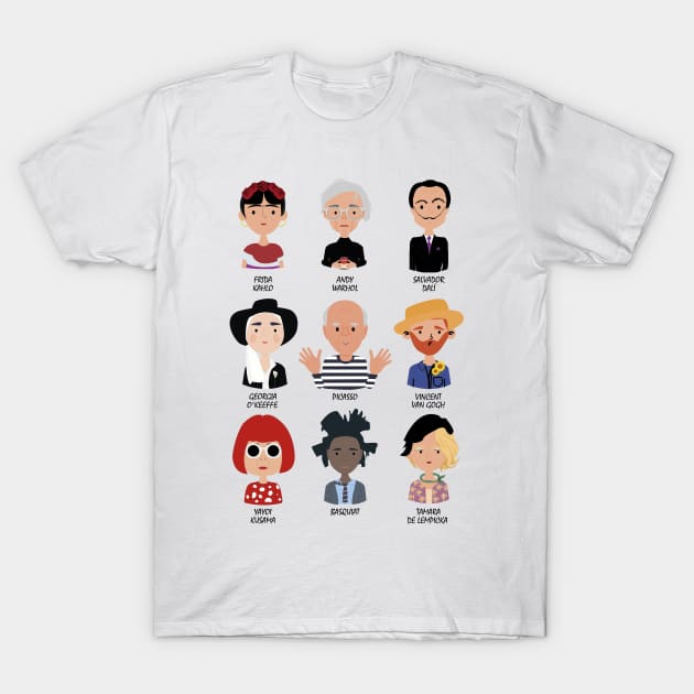 9 of the Greatest Painters of All Time T-Shirt by Creotumundo